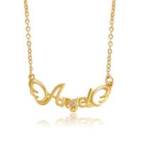 Tibetan Style Jewelry Necklace, with 5cm extender chain, Alphabet Letter, gold color plated, fashion jewelry & adjustable & for woman & with rhinestone, golden, nickel, lead & cadmium free, 10mm, Length:40 cm, Sold By PC