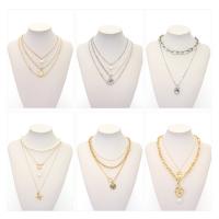 Multi Layer Necklace Brass with Zinc Alloy plated & for woman Sold By PC