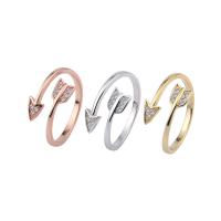 Cubic Zirconia Micro Pave Brass Ring, Cupronickel, Arrow, plated, Adjustable & micro pave cubic zirconia & for woman, more colors for choice, Sold By PC