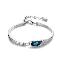Brass Bracelet & Bangle, Cupronickel, with Crystal, platinum plated, Adjustable & for woman, original color, Sold By PC