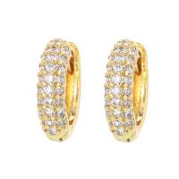 Brass Huggie Hoop Earring plated & micro pave cubic zirconia & for woman Sold By PC