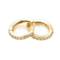 Brass Huggie Hoop Earring plated micro pave cubic zirconia & for woman 14mm Sold By Pair