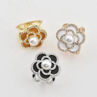 Scarf Buckle, Tibetan Style, with Plastic Pearl, Flower, plated, for woman & enamel & with rhinestone, more colors for choice, 17-21mm, 20PCs/Lot, Sold By Lot