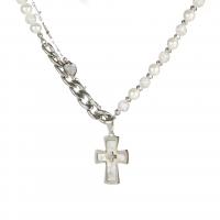 Titanstahl Halskette, mit Kunststoff Perlen, mit Verlängerungskettchen von 3.15inch, Doppelschicht & Modeschmuck & unisex, originale Farbe, Länge ca. 16.54 ZollInch, verkauft von PC