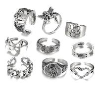 Cink Alloy Ring Set, Cink ötvözet, kilenc darab & divat ékszerek & egynemű, nikkel, ólom és kadmium mentes, Által értékesített Set