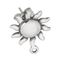 316 Stainless Steel Earring Drop Component, Sunflower, fashion jewelry & for woman, original color, 14x17x3mm, Hole:Approx 1mm, Sold By PC