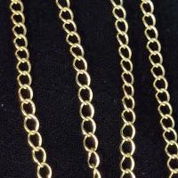 Mässing Curb Chain, 14K guldpläterad, DIY, nickel, bly och kadmium gratis, 3mm, Säljs av m