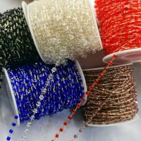 Messing Ball Chain, med Krystal, Square, 14K forgyldt, du kan DIY, flere farver til valg, nikkel, bly & cadmium fri, 3mm, Solgt af m