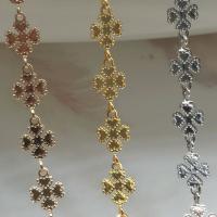 Brass Beading Chains Four Leaf Clover plated DIY & bar chain nickel lead & cadmium free 6mm Sold By m