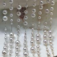 Decoratieve messing schakelkettingen, met Plastic Pearl, Ronde, plated, DIY, meer kleuren voor de keuze, nikkel, lood en cadmium vrij, 3mm,4mm,5mm,6mm,8mm, Verkocht door m