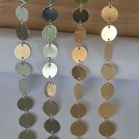 Brass Beading Chains, Flat Round, plated, DIY, more colors for choice, nickel, lead & cadmium free, 10mm, Sold By m