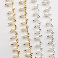 Brass Beading Chains with Plastic Pearl Round plated DIY nickel lead & cadmium free 3mm Sold By m