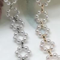 Brass Beading Chains with Plastic Pearl Donut plated DIY nickel lead & cadmium free 12mm Sold By m