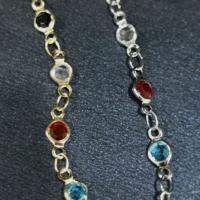 Brass Beading Chains with Cubic Zirconia plated DIY nickel lead & cadmium free 4mm Sold By m