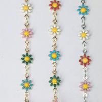 Brass Beading Chains, Flower, plated, DIY & enamel, more colors for choice, nickel, lead & cadmium free, 7mm, Sold By m