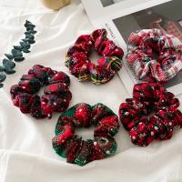 Hair Scrunchies, Cloth, Christmas Design & for woman, more colors for choice, 110mm, Sold By PC