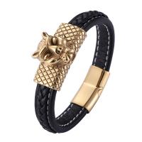 Microfiber PU Bracelet with 316 Stainless Steel Animal Vacuum Ion Plating fashion jewelry & punk style & for man 12mm Sold By PC