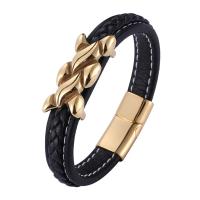 Microfiber PU Bracelet with 316 Stainless Steel Vacuum Ion Plating fashion jewelry & for man 12mm Sold By PC