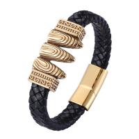 Microfiber PU Bracelet, with 316 Stainless Steel, Bullet, Vacuum Ion Plating, fashion jewelry & different length for choice & for man, more colors for choice, 12mm, Sold By PC