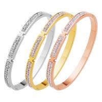 Titanium Steel Bangle Donut Vacuum Ion Plating fashion jewelry & Unisex & micro pave cubic zirconia 5mm Inner Approx 60mm Sold By PC