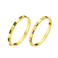 Acier titane bracelet ordinaire, beignet, bijoux de mode & pavé de micro zircon & pour femme, plus de couleurs à choisir, 6mm, Diamètre intérieur:Environ 58mm, Vendu par PC