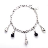 Титана стальной браслет, титан, Каплевидная форма, полированный, ювелирные изделия моды & Женский, серебряный, длина:19 см, продается PC