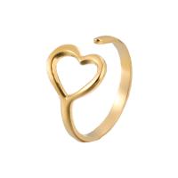 Titanium Steel Cuff Finger Ring Heart Vacuum Ion Plating fashion jewelry & for woman & hollow Sold By PC