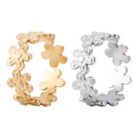 Titanium Steel Cuff Finger Ring, Flower, Vacuum Ion Plating, fashion jewelry & different size for choice & for woman, more colors for choice, Sold By PC