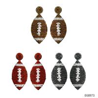 Seedbead Drop Earring with Microfiber PU Rugby Ball Bohemian style & for woman Sold By Pair