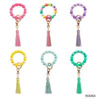 Bag Purse Charms Keyrings Keychains Silicone with PU Leather & Nylon Cord & Zinc Alloy Tassel for woman & luminated Length Approx 7.4-11 Inch Sold By PC
