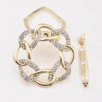 Zinc Alloy Dual-use Brooch Scarf Buckle Flower gold color plated for woman & with rhinestone & hollow nickel lead & cadmium free 35mm Sold By Lot