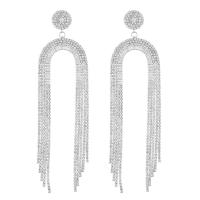 Fashion Fringe Earrings Zinc Alloy Geometrical Pattern plated for woman & with rhinestone Sold By Pair