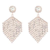 Rhinestone Earring Zinc Alloy Hexagon plated for woman & with rhinestone Sold By Pair