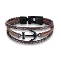 PU Leather Cord Bracelets with Zinc Alloy plated multilayer & dyed & Unisex Length Approx 8.26 Inch Sold By PC