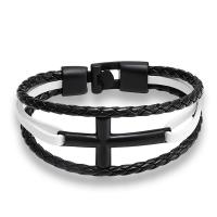 PU Leather Cord Bracelets, with Tibetan Style, plated, multilayer & dyed & Unisex, more colors for choice, Length:Approx 8.26 Inch, Sold By PC