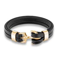 PU Leather Cord Bracelets with Titanium Steel plated dyed & Unisex Length Approx 8.26 Inch Sold By PC