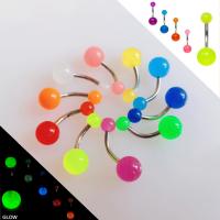 Stainless Steel Belly Ring Acrylic with 316L Stainless Steel 10 pieces & Unisex & luminated mixed colors Sold By Lot