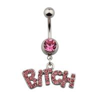Stainless Steel Belly Ring 316L Stainless Steel Alphabet Letter Unisex & with rhinestone Sold By Lot
