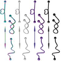 Stainless Steel Ear Piercing Jewelry, 316L Stainless Steel, plated, 4 pieces & Unisex, more colors for choice, 36mm, 20Sets/Lot, Sold By Lot