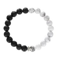 Gemstone Bracelets Lava with Howlite fashion jewelry & for man Length Approx 19-21 cm Sold By PC