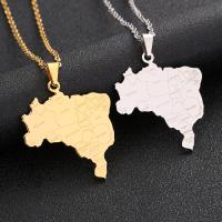 Stainless Steel Jewelry Necklace, 304 Stainless Steel, Map, Vacuum Ion Plating, fashion jewelry & Unisex, more colors for choice, 35x31mm, Length:Approx 20 Inch, Sold By PC