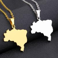 Stainless Steel Jewelry Necklace, 304 Stainless Steel, Map, Vacuum Ion Plating, fashion jewelry & Unisex, more colors for choice, 22x20mm, Length:Approx 20 Inch, Sold By PC