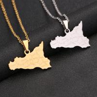Stainless Steel Jewelry Necklace, 304 Stainless Steel, Map, Vacuum Ion Plating, fashion jewelry & Unisex, more colors for choice, 18x28mm, Length:Approx 20 Inch, Sold By PC
