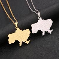 Stainless Steel Jewelry Necklace, 304 Stainless Steel, Map, Vacuum Ion Plating, fashion jewelry & Unisex, more colors for choice, 32x38mm, Length:Approx 20 Inch, Sold By PC