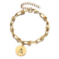 Stainless Steel Jewelry Bracelet 304 Stainless Steel with 1.97inch extender chain Alphabet Letter Vacuum Ion Plating fashion jewelry & Unisex Length Approx 6.69 Inch Sold By PC