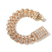 Cubic Zirconia Micro Pave Brass Bracelet plated fashion jewelry & Unisex & micro pave cubic zirconia 16mm Sold By PC