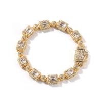 Cubic Zirconia Micro Pave Brass Bracelet plated fashion jewelry & Unisex & micro pave cubic zirconia 8mm Sold By PC