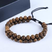Gemstone Woven Ball Bracelets, Polyester Cord, with Wood, fashion jewelry & for woman, original color, 45x19mm, Sold Per 16-32 cm Strand