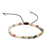 Bracelets de pierres précieuses, corde de cire, avec pierre gemme & laiton, bijoux de mode & pour femme, multicolore, 30x19mm, Vendu par 14-28 cm brin