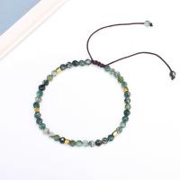 Indian Agate Bracelets, Wax Cord, with Indian Agate & Brass, fashion jewelry & for woman, multi-colored, Sold Per 14-28 cm Strand